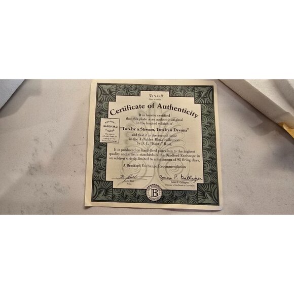 Two By A Stream, Two In A Dream Collector Plate By D.L. Rusty Rust Bradford Exch - Picture 3 of 3